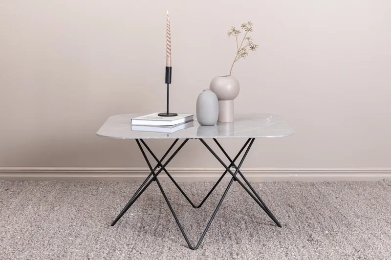 Tristar Sofabord 80 cm Marmor - Marmor/Grå/Sort - Møbler - Borde - Sofabord
