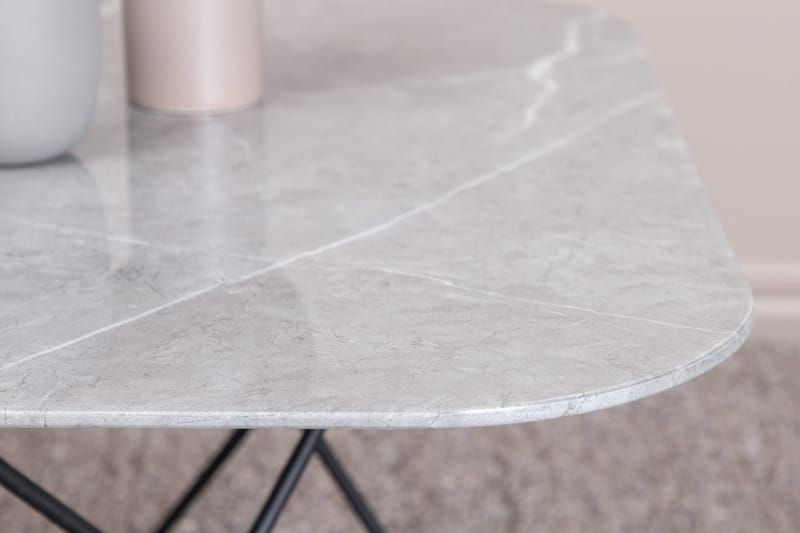 Tristar Sofabord 80 cm Marmor - Marmor/Grå/Sort - Møbler - Borde - Sofabord