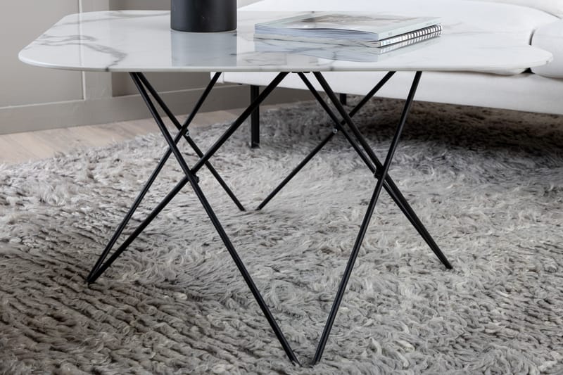Tristar Sofabord 80 cm Marmor - Marmor/Hvid/Sort - Møbler - Borde - Sofabord