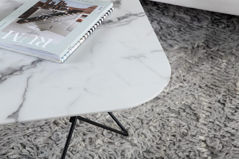 Tristar Sofabord 80 cm Marmor - Marmor/Hvid/Sort - Møbler - Borde - Sofabord