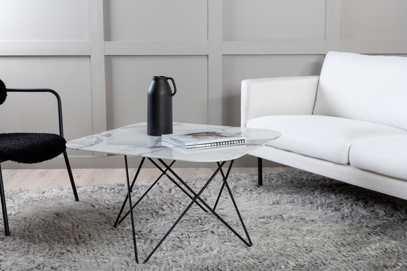 Tristar Sofabord 80 cm Marmor - Marmor/Hvid/Sort - Møbler - Borde - Sofabord