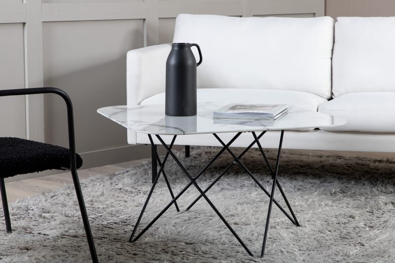 Tristar Sofabord 80 cm Marmor - Marmor/Hvid/Sort - Møbler - Borde - Sofabord