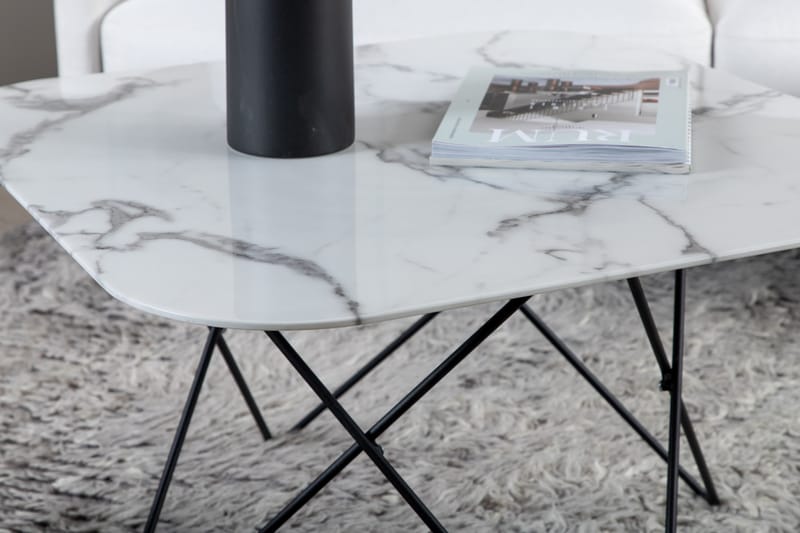 Tristar Sofabord 80 cm Marmor - Marmor/Hvid/Sort - Møbler - Borde - Sofabord