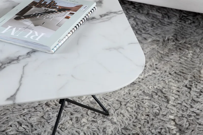 Tristar Sofabord 80 cm Marmor - Marmor/Hvid/Sort - Møbler - Borde - Sofabord