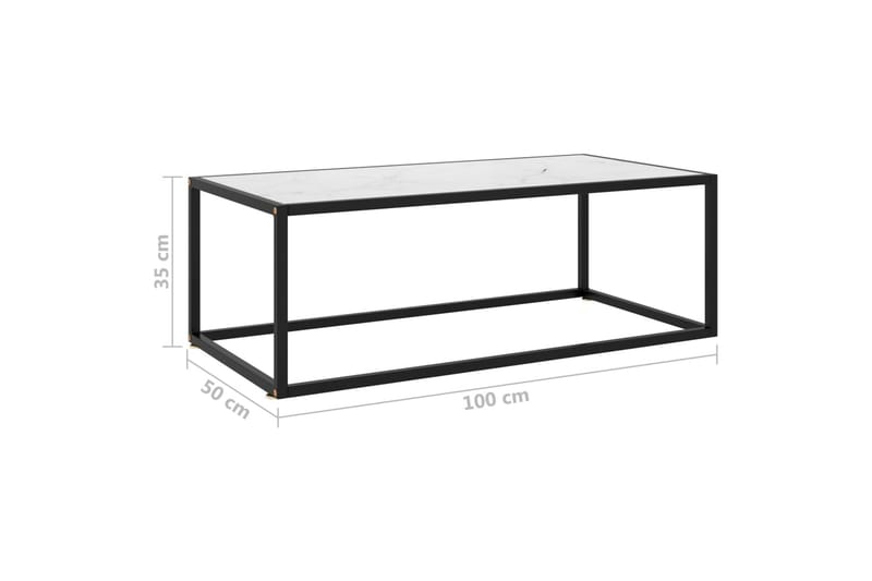 Tv-Bord 100x50x35 cm Hvidt Marmorglas Sort - Sort - Møbler - Borde - Sofabord