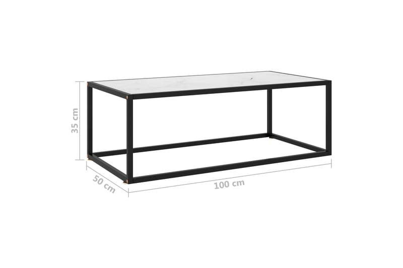 Tv-Bord 100x50x35 cm Hvidt Marmorglas Sort - Sort - Sofabord