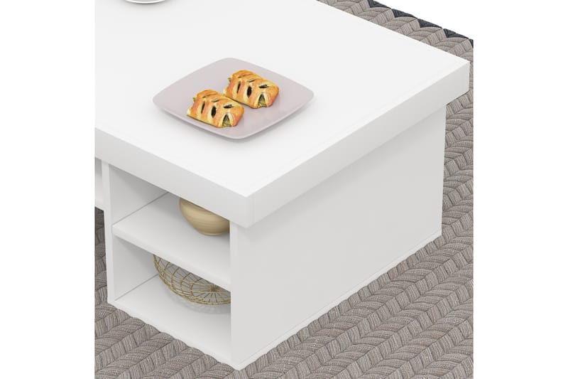 Tyngsjö Sofabord 92 cm med Opbevaring Hylder - Hvid - Møbler - Borde - Sofabord