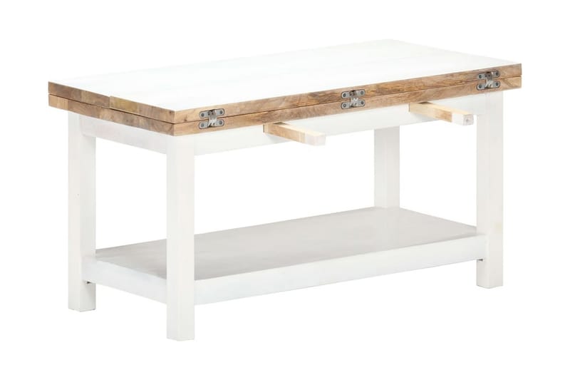 Udvideligt Sofabord 90X(45-90)X45 cm Massivt Mangotræ Hvid - Hvid - Sofabord