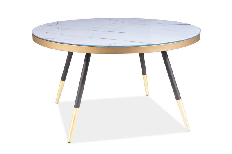 Vagaia Sofabord 80 cm Rundt Marmormønster - Hvid/Sort - Møbler - Borde - Sofabord