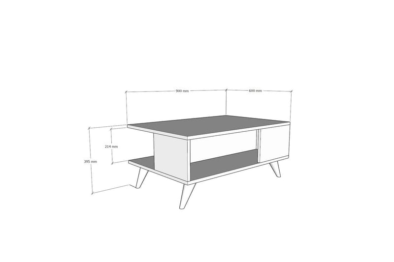 Vainode Sofabord 90 cm med Opbevaringshylder Marmormønster - Beige/Sort - Sofabord
