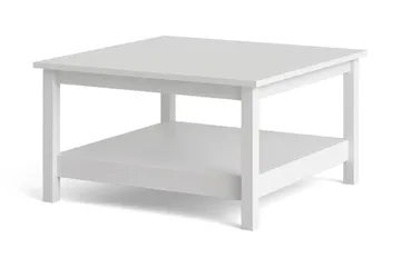 Vallvidera 81 cm Rundt Sofabord med Hylde i Malet Træ - Hvid - Møbler - Borde - Sofabord