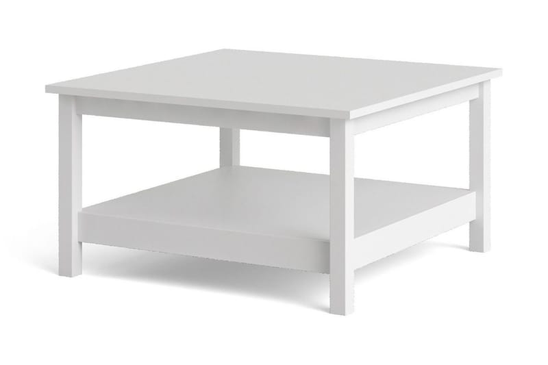 Vallvidera 81 cm Rundt Sofabord med Hylde i Malet Træ - Hvid - Møbler - Borde - Sofabord