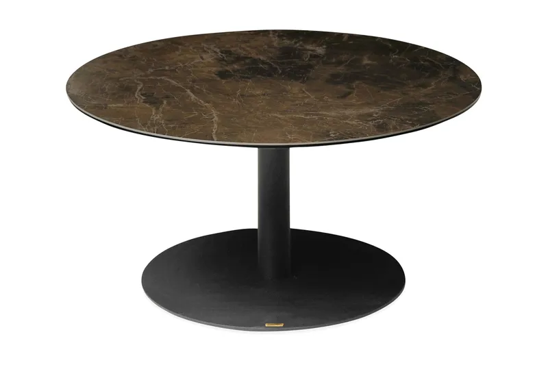 Vanduyne Sofabord 100 cm Rundt, Keramik/Glas/Brun/Sort