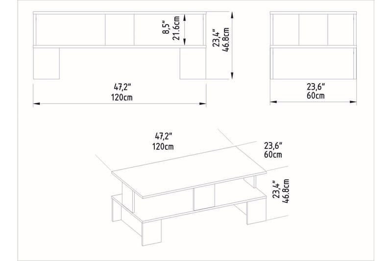 Velenje Sofabord 120 cm - Natur/Mørkebrun - Møbler - Borde - Sofabord