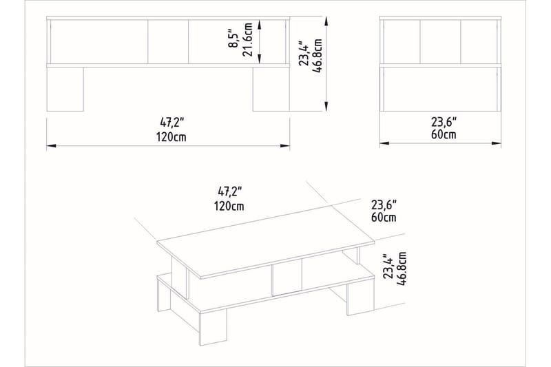 Velenje Sofabord 120 cm - Natur/Mørkebrun - Møbler - Borde - Sofabord