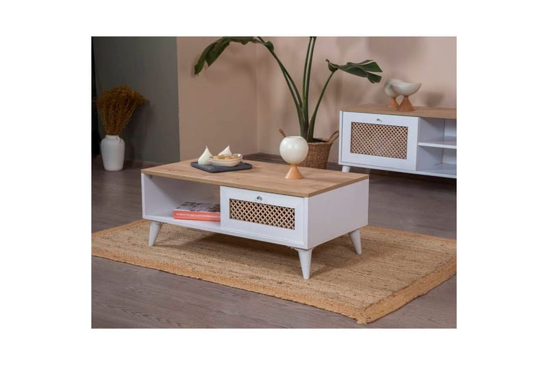 Sofabord Velin Hvid / Eg - Hvid / Eg - Møbler - Borde - Sofabord