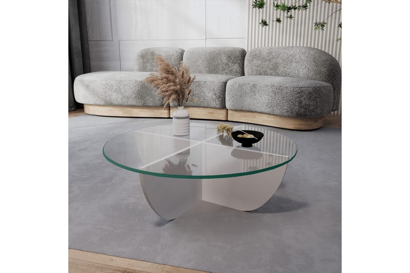 Vellavie Sofabord 90x30x90 cm Rundt - Hvid - Møbler - Borde - Sofabord