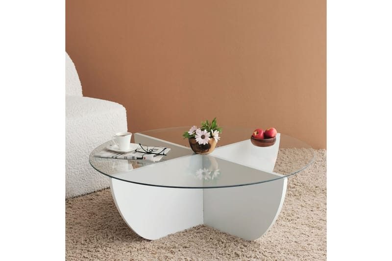Vellavie Sofabord 90x30x90 cm Rundt - Hvid - Møbler - Borde - Sofabord