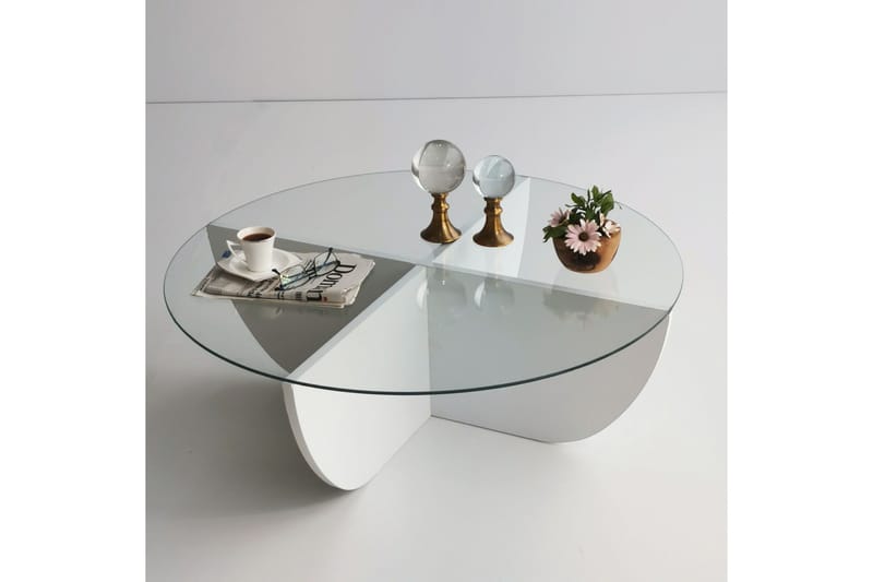 Vellavie Sofabord 90x30x90 cm Rundt - Hvid - Møbler - Borde - Sofabord