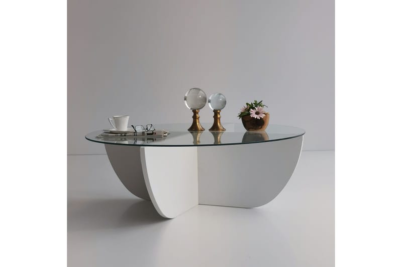 Vellavie Sofabord 90x30x90 cm Rundt - Hvid - Møbler - Borde - Sofabord