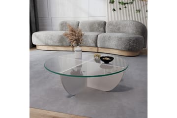 Vellavie Sofabord 90x30x90 cm Rundt - Hvid - Møbler - Borde - Sofabord