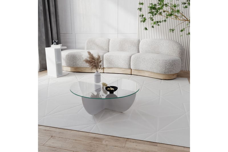 Vellavie Sofabord 90x30x90 cm Rundt - Hvid - Møbler - Borde - Sofabord