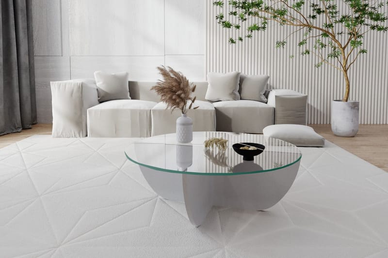 Vellavie Sofabord 90x30x90 cm Rundt - Hvid - Møbler - Borde - Sofabord