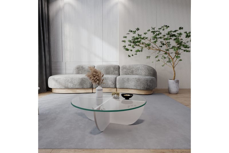 Vellavie Sofabord 90x30x90 cm Rundt - Hvid - Møbler - Borde - Sofabord