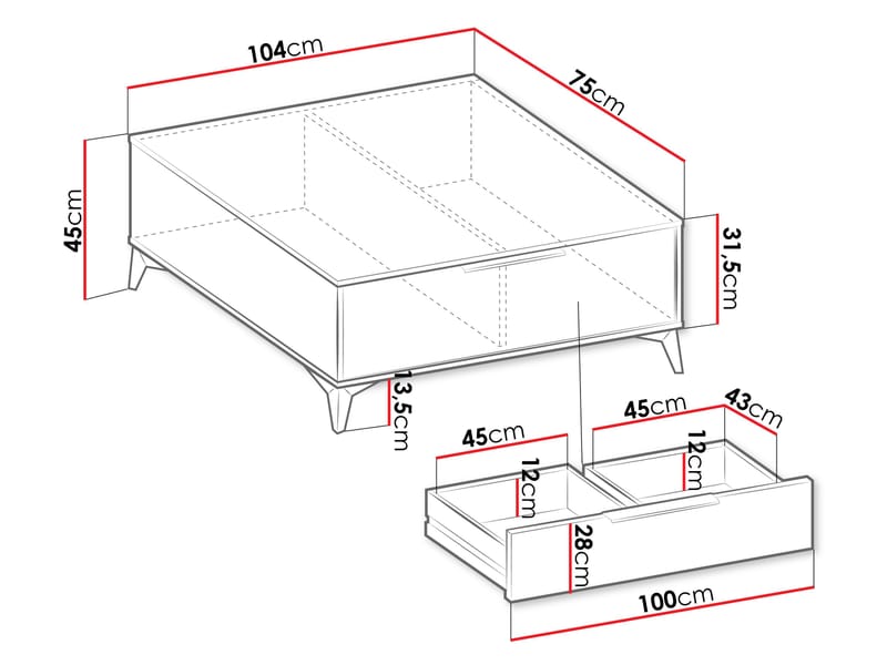 Vemdalen Sofabord 104 cm - Brun med sorte ben - Møbler - Borde - Sofabord
