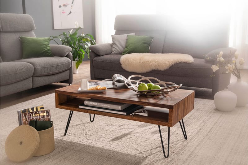 Virworthy Sofabord 100 cm - Massivt Træ/Sort - Møbler - Borde - Sofabord