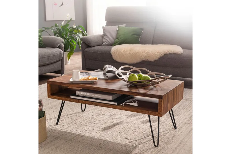 Virworthy Sofabord 100 cm - Massivt Træ/Sort - Møbler - Borde - Sofabord