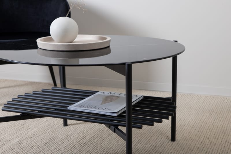 Von Staf Sofabord 80 cm Rundt Marmor/Sort - Møbler - Borde - Sofabord