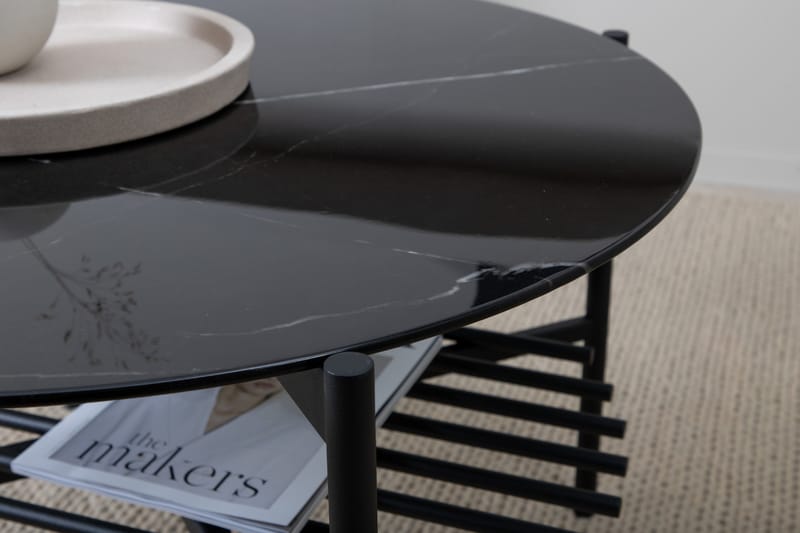 Von Staf Sofabord 80 cm Rundt Marmor/Sort - Møbler - Borde - Sofabord