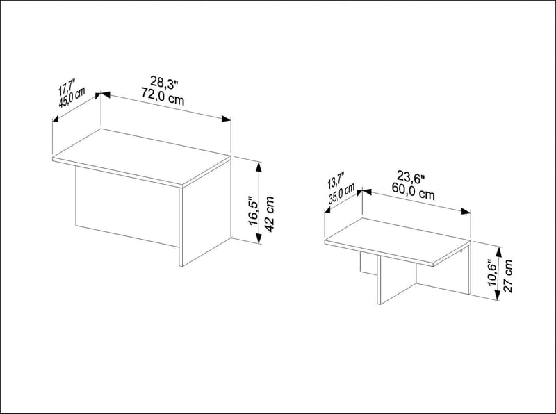 Vumira Sætborde 2 dele 72 cm - Eg og hvid - Møbler - Borde - Sofabord - Kistebord