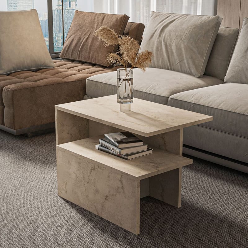 Vumira Sætborde 2 dele 72 cm - Travertin - Møbler - Borde - Sofabord - Kistebord