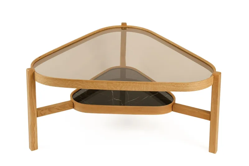 Sofabord Wallxpert Capella (95 x 48 x 95 cm) Eg sort marmor - Egetræ og sort marmor - Møbler - Borde - Sofabord
