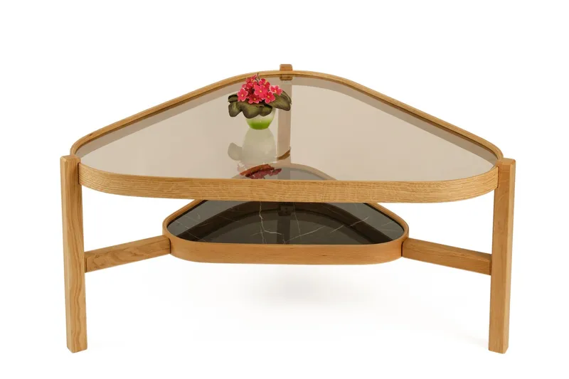 Sofabord Wallxpert Capella (95 x 48 x 95 cm) Eg sort marmor, Egetræ og sort marmor