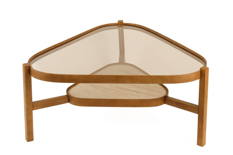 Sofabord Wallxpert Capella (95 x 48 x 95 cm) Valnød travertin - Valnød og travertin - Møbler - Borde - Sofabord