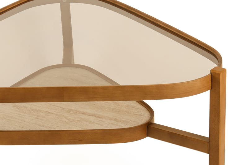 Sofabord Wallxpert Capella (95 x 48 x 95 cm) Valnød travertin - Valnød og travertin - Møbler - Borde - Sofabord