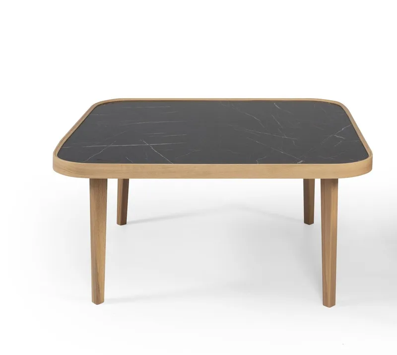 Sofabord Wallxpert Hera (90 x 42 x 90 cm) Eg sort marmor, Egetræ og sort marmor