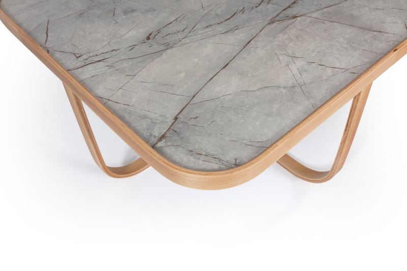 Sofabord Wallxpert Hisar (90 x 45 x 90 cm) Eg grå marmor - Eg og grå marmor - Møbler - Borde - Sofabord
