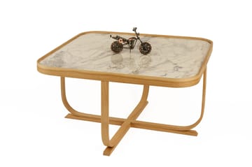 Sofabord Wallxpert Hisar (90 x 45 x 90 cm) Eg hvid marmor - Egetræ og hvid marmor - Møbler - Borde - Sofabord