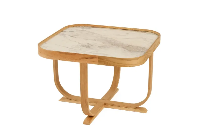 Sofabord Wallxpert Hisar (90 x 45 x 90 cm) Eg hvid marmor, Egetræ og hvid marmor