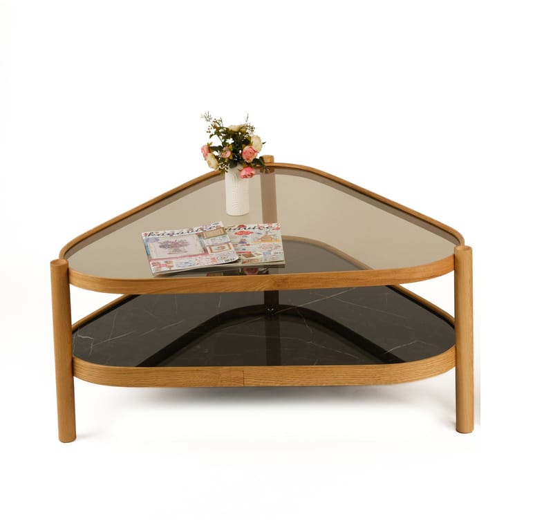 Sofabord Wallxpert Nesta (95 x 48 x 95 cm) Eg Sort Marmor - Egetræ og sort marmormønster - Møbler - Borde - Sofabord