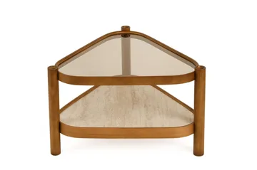 Sofabord Wallxpert Nesta (95 x 48 x 95 cm) Valnød Travertin - Valnød og travertin - Møbler - Borde - Sofabord