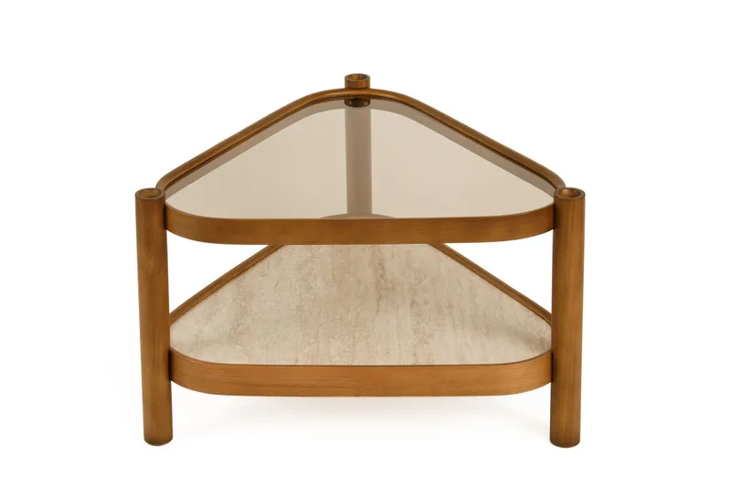 Sofabord Wallxpert Nesta (95 x 48 x 95 cm) Valnød Travertin - Valnød og travertin - Møbler - Borde - Sofabord