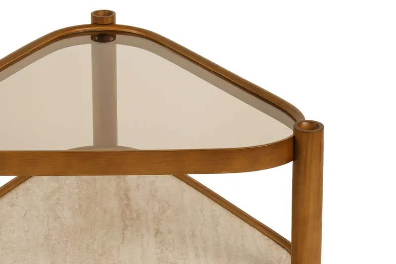 Sofabord Wallxpert Nesta (95 x 48 x 95 cm) Valnød Travertin - Valnød og travertin - Møbler - Borde - Sofabord