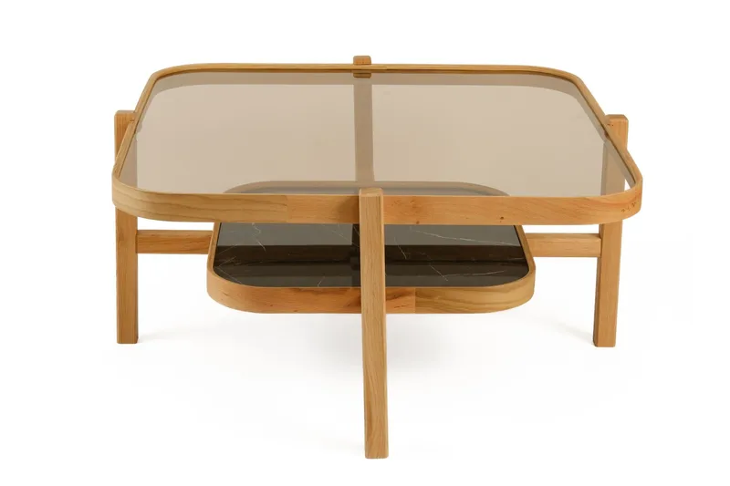 Sofabord Wallxpert Olimpus (90 x 48 x 90 cm) Eg Sort Marmor - Eg og sort marmor - Møbler - Borde - Sofabord