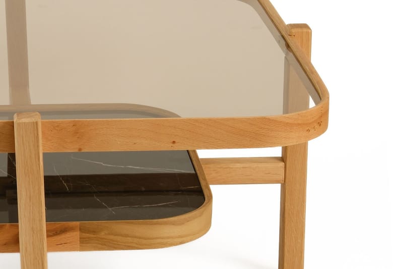 Sofabord Wallxpert Olimpus (90 x 48 x 90 cm) Eg Sort Marmor - Eg og sort marmor - Møbler - Borde - Sofabord