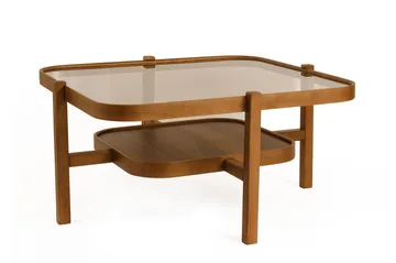 Sofabord Wallxpert Olimpus (90 x 48 x 90 cm) Valnød Transparent - Valnød - Møbler - Borde - Sofabord